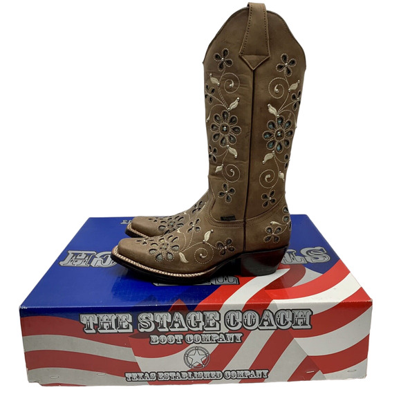 Odessa Sergal Woman's Cowboy Boots Pescaob Chestnut Ginger Size 10.5 - Picture 2 of 16